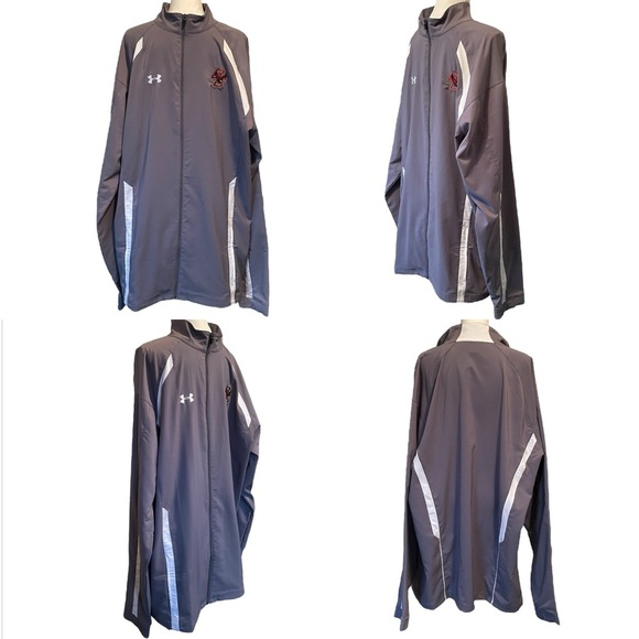 Under Armour Boston College Men’s Zip Up Gray and White Windbreaker Jacket XLT